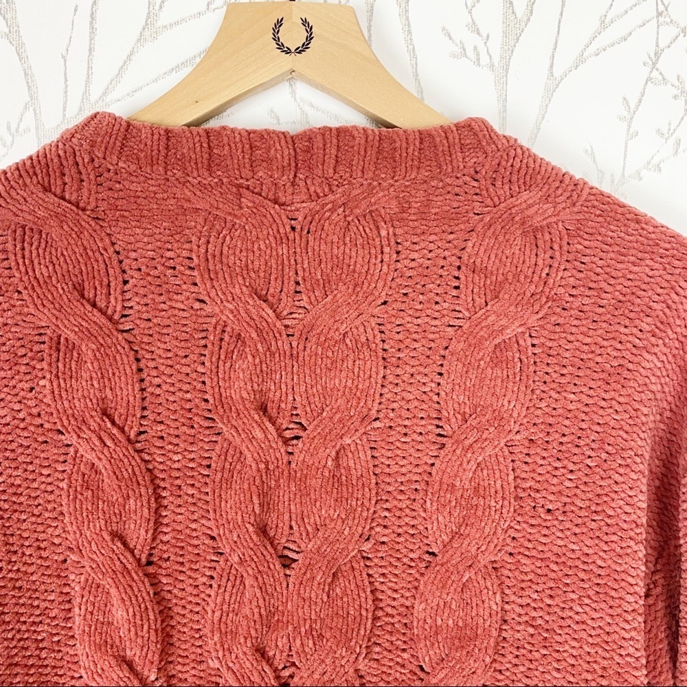 AMERICAN EAGLE Chunky Chenille Cable Knit Sweater Cozy Size Small Boxy - Picture 6 of 12